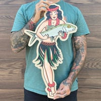Hula Girl w/Bonefish Wood Print
