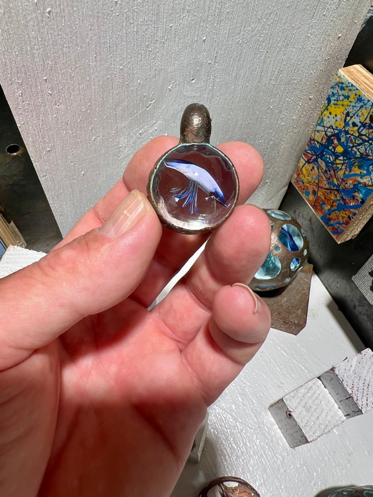 Image of Looking glass electroformed jellyfish pendant 