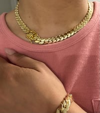 Image 4 of Miami Cuban Link Chain/Bracelet Handmade Real 14k Gold Plated women’s 10mm (Five Times Plated)