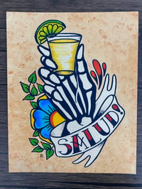 Image 3 of Day of the Dead "Salud!" Tequila Tattoo Art Print