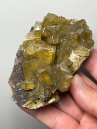 Image 10 of Golden Barite On Purple Fluorite Specimen | Jiangxi China #2765