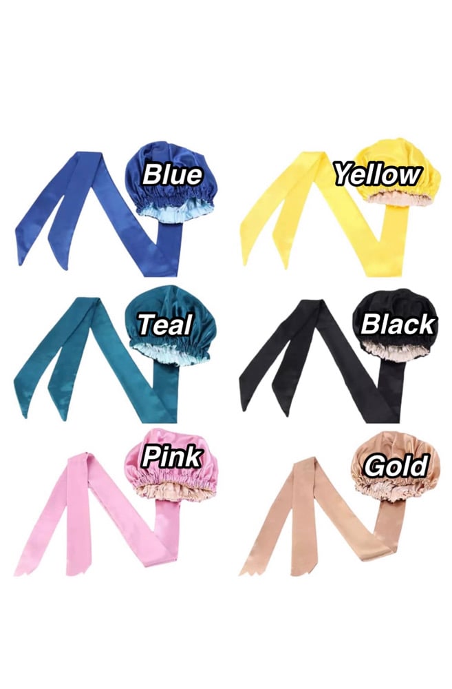 Image of Satin Reversible Bonnet & Scarf 