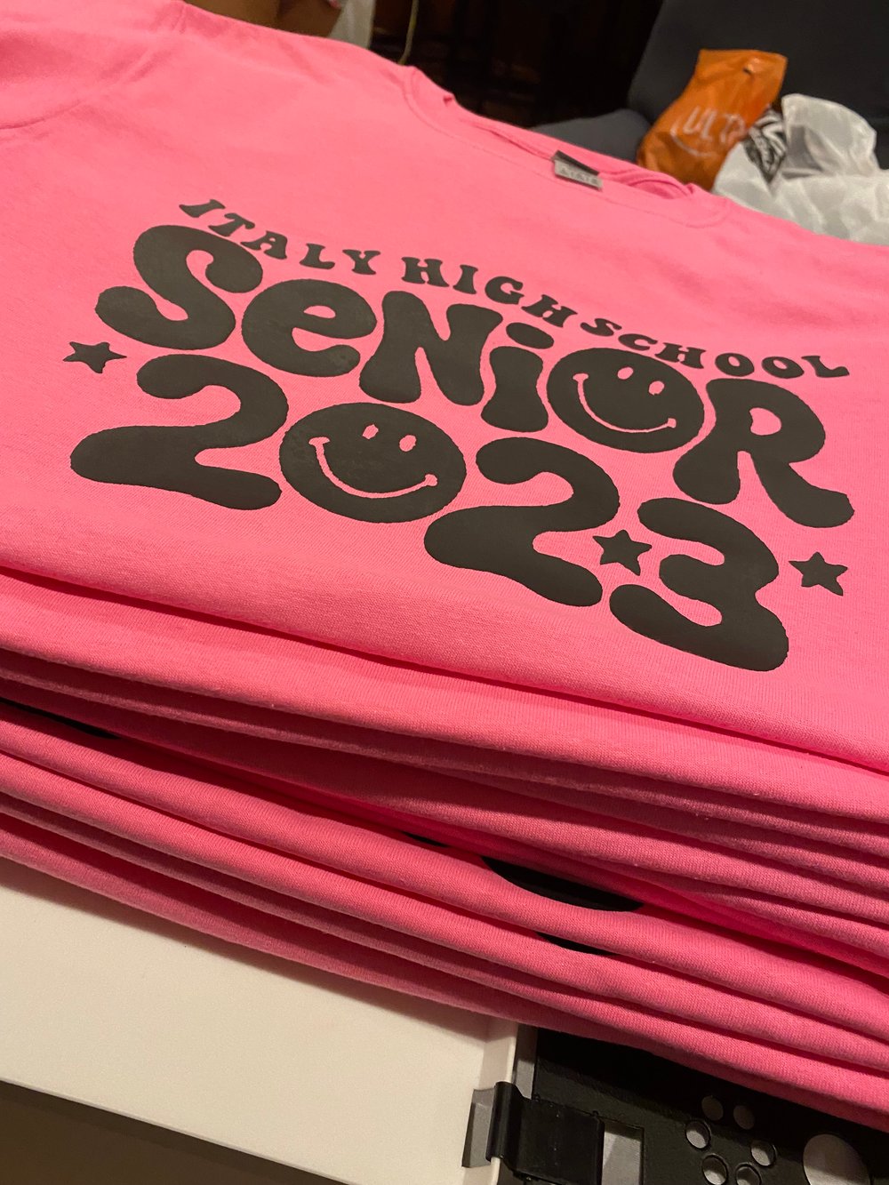 Senior class pink out shirts