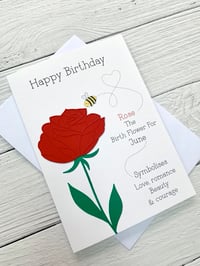 Image 4 of Handmade June Red Rose Birth Flower Card - Elegant Birthday Card for June Birthdays