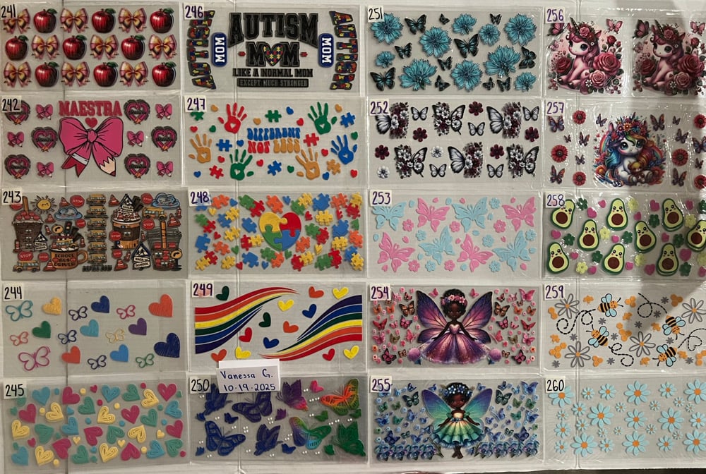 Image of UV DTF Wraps 241-260