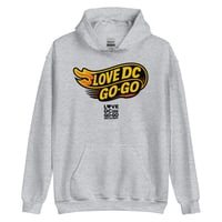 Image 2 of LOVE DC GOGO "HOT WHEELS" Unisex Hoodie in Gray or Sand