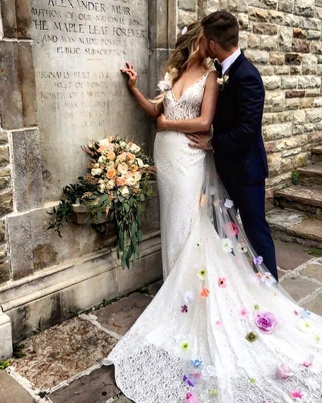 Custom Bright Pastel Flower Wedding Veil Inventing Vintage