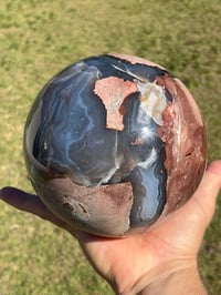 Image 16 of Large Volcano Agate Sphere UV #2112