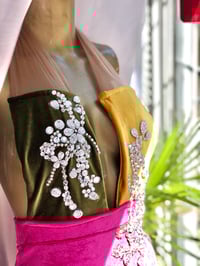 Image 2 of “AMINA” Rhinestone Colorblock Homecoming Dress