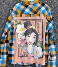 Children’s Blue/White/Black/Orange Flannel Shirt Mulan