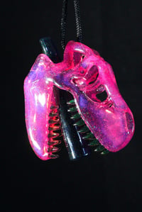Image 4 of Fully crushed opal telamagenta Tyrannosaurus Flex pendant.