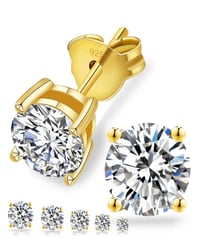 Image 9 of Moissanite Stud Earrings-GRA 925 Earrings (White Gold Plated & Yellow Gold Plated)