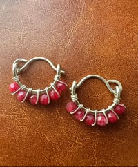 Image 1 of DRACA — Red Jade Huggie Hoop Earrings