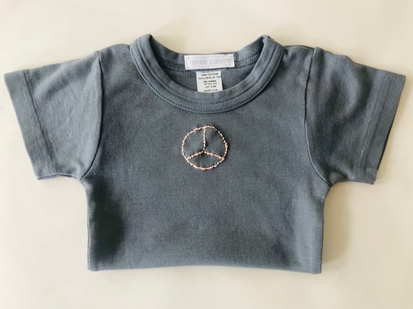 Image of peace bébé  gray blue t-shirt