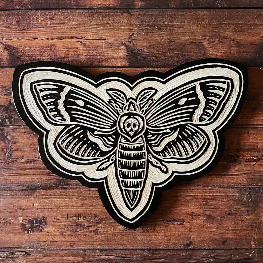 Image of Death’s Head Moth Woodcut 