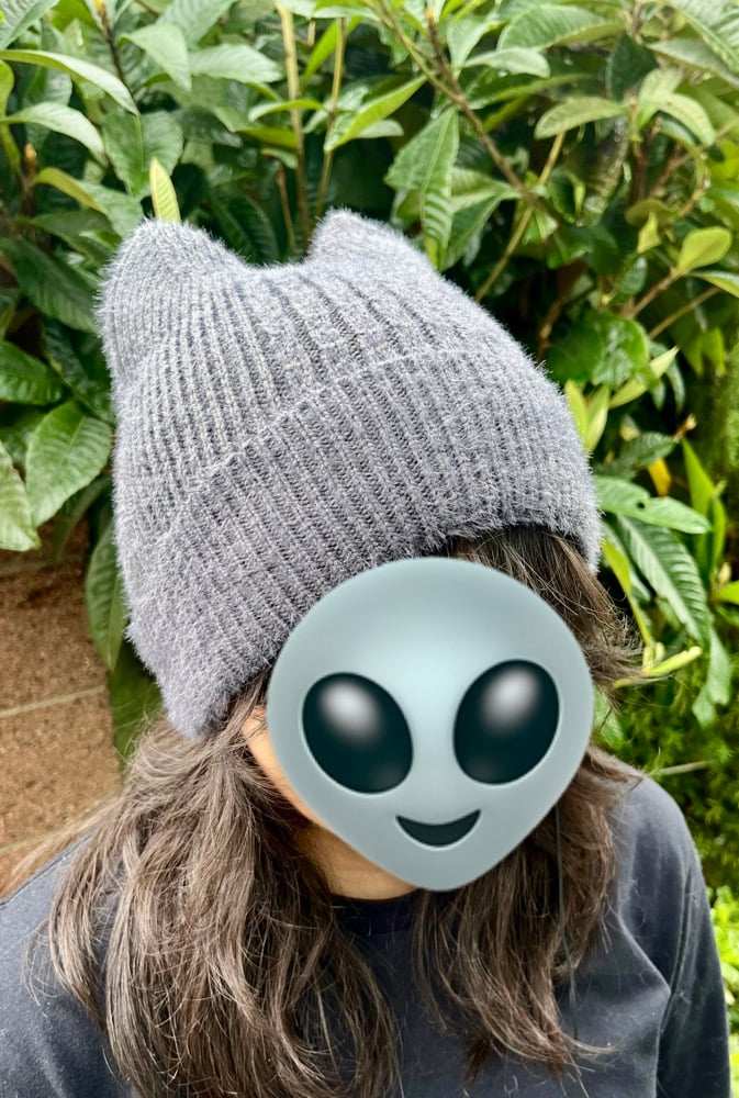 Image of Grey Cat Ear Beanie (Stretchy)