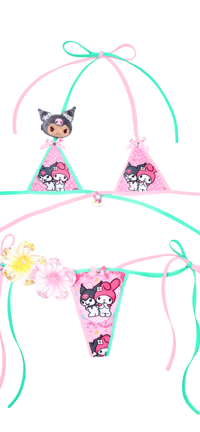 Image 2 of Kuromi&mymelody micro top set