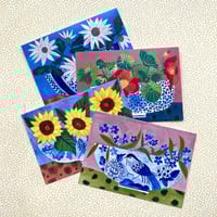 Image 1 of Four Flower Bowl Cards
