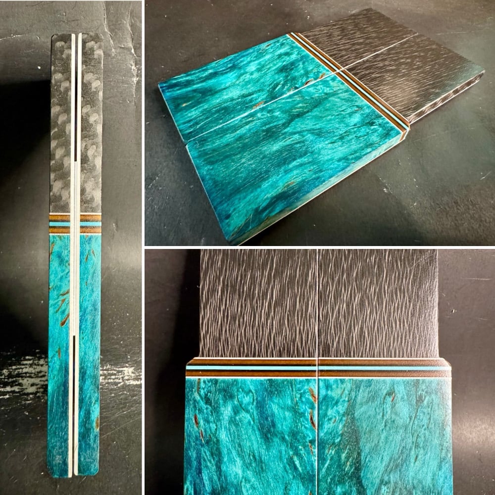 Image of Crosscut Carbon Fiber & Masur Birch Segmented Knife Scales