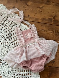 Image 1 of Pink Stripe Newborn Romper 
