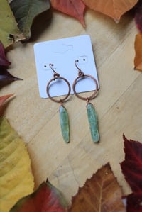 Small Copper + Green Kyanite Hoops