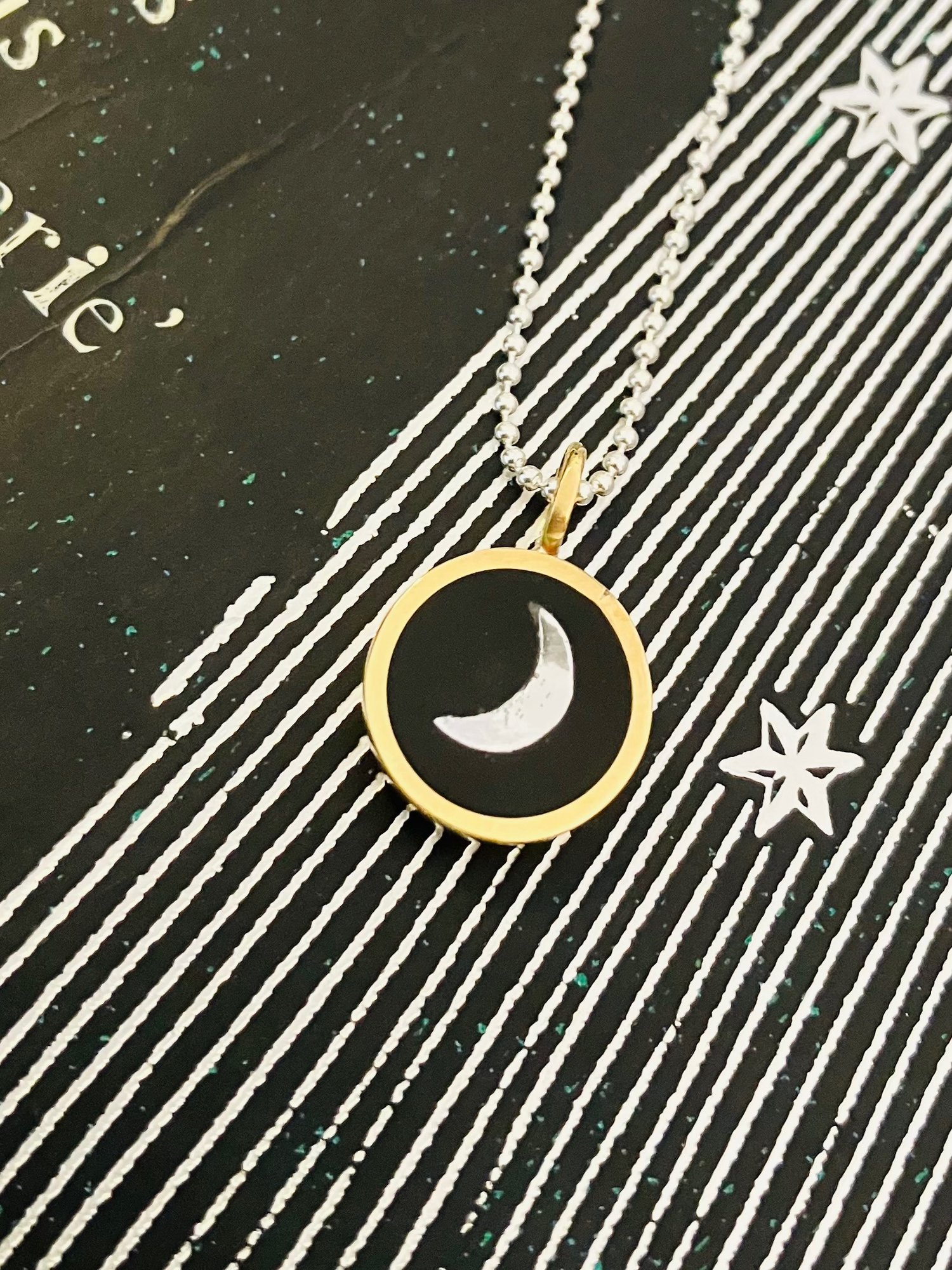 Round Celestial Crescent Moon Pendant