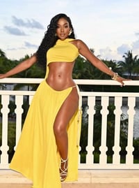 Image 1 of Ari lace up side slit dress