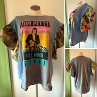 Image 1 of Upcycled “Tom Petty/Full Moon Fever” kantha butterfly sleeve top