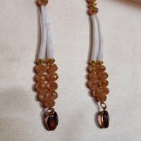 Image 2 of 3 tier simple Dentalium earrings (brown)