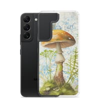 Image 1 of Gorgeous Blue Filigree and Orange Mushroom Fungus Clear Case for Samsung®