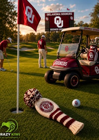 Image 3 of Oklahoma Sooners custom Golf Club Cover hand knit logo College football fan  gift