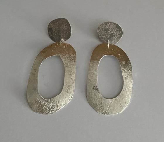 Image of Large silver abstract  stud drops