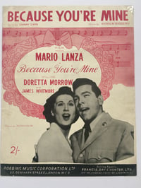 Image 2 of Mario Lanza:  Because You're Mine, framed 1950s sheet music