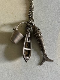 Image 1 of Vintage charm silver necklace - Gone fishing collection part 1