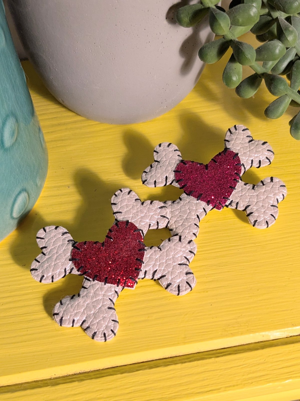 Image of Heart Crossbones Brooch