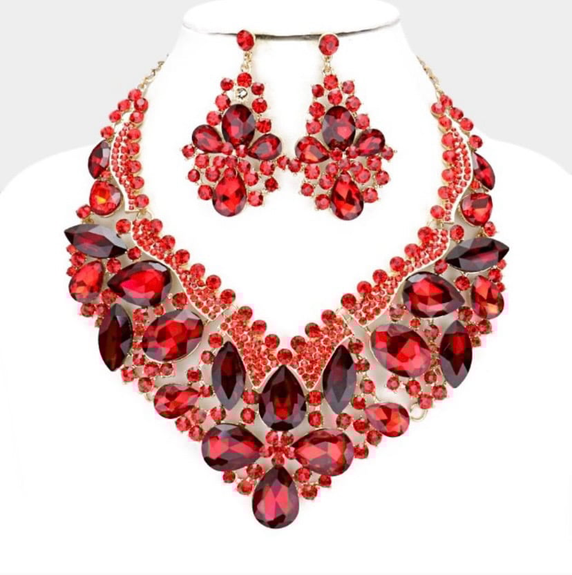 Image of Glass Crystal Necklace Set