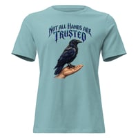 Image 5 of Women's Relaxed T-Trust Your Instincts Raven Graphic Tee – Bold Gothic Raven & Hand Design