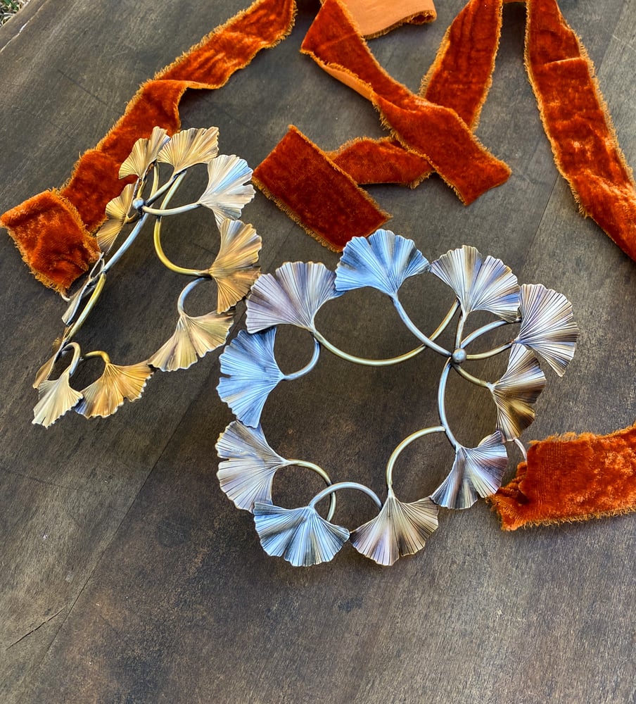 Image of Art Nouveau Ginkgo Brass Sterling Mask