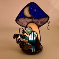 Image 5 of Iridescent Blue Mushroom Cottage Candle Holder 