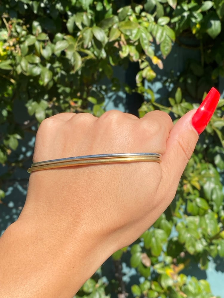 Image of Nickel Gold Palm Cuff Duo 