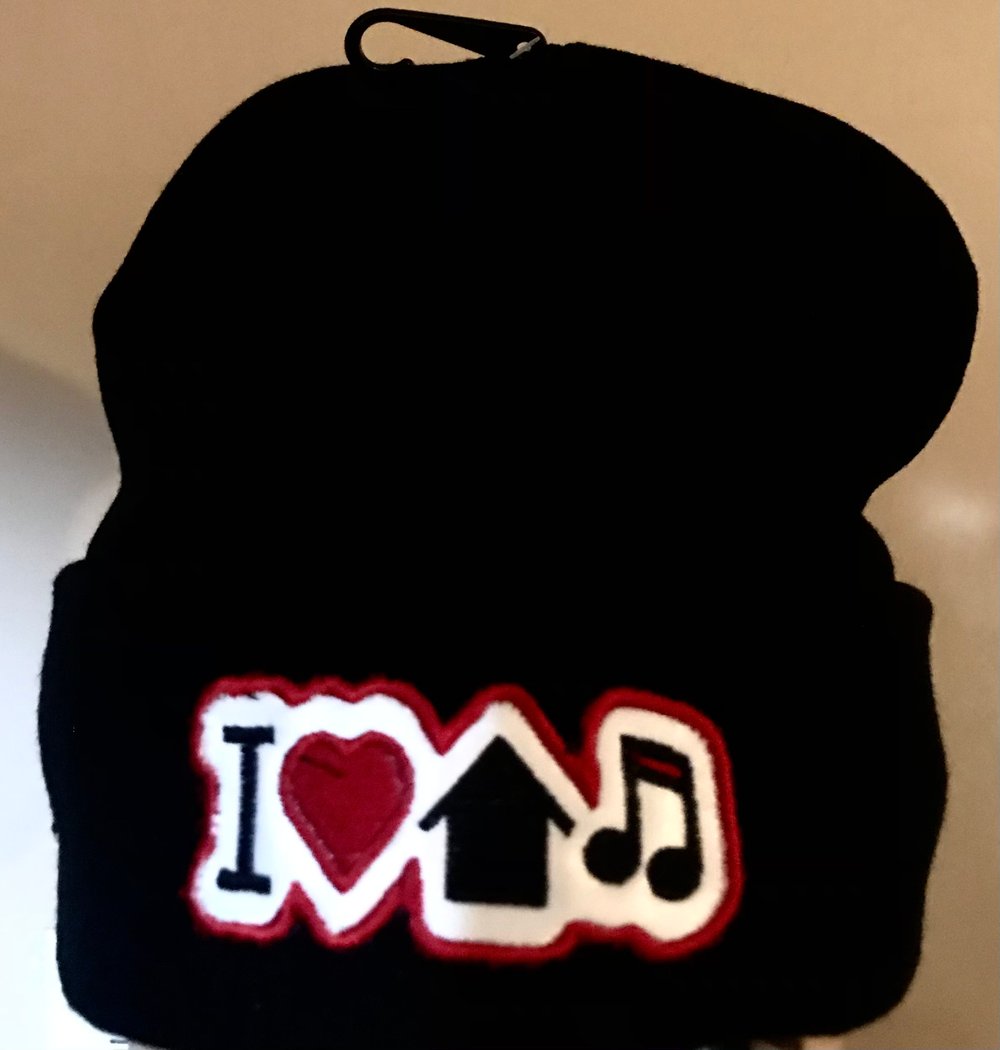 EMBROIDERED I LOVE HOUSE MUSIC INSULATED BEANIE, HOUSE MUSIC CAP