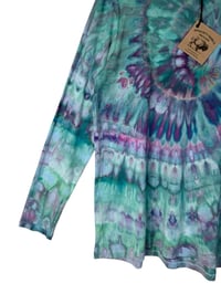 Image 3 of 1XL Ladies Long-Sleeve Stretch Tee in Mermaid Spiral Ice Dye