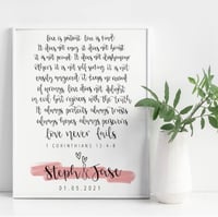 Love is Patient 1 Corinthians 13:4-8 Personalised Print