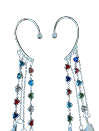 Image 4 of Rainbow Heart Feather Ear Cuffs 