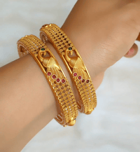 Image 1 of Peacock Temple Bangles Set  Copy