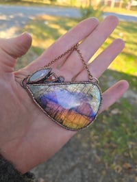 Image 2 of Electroformed extra large labradorite,  opal and moonstone necklace