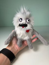 Image 4 of Small Weighted Monster w/ Heart - Silver Gray