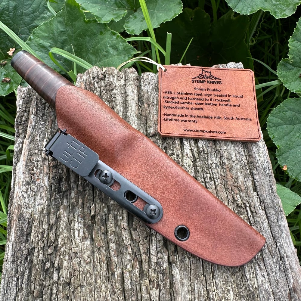 Image of 95mm Puukko AEB-L Stacked Leather 