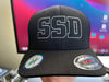 Black Flexfit hat with Grey SSD outline logo 