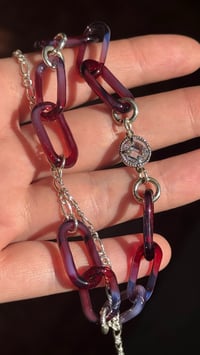 Image 1 of 16.25” Blue Phoenix Chain + Glass Faceted Charm + Sterling Silver Chain Choker